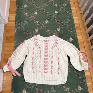 For Love And Lemons Cream and Pink Sweater